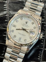 🧺洗衣街店🧺🌈🌈新返貨啦🌈🌈🤍🤍 Rolex DayDate 118239🤍🤍18K白金款式🤍🤍🩶💎原裝銀色水泡石字面💎🩶36mm 連原裝Rolex 18K白金總統帶 雙推快條日曆 淨錶🩵🩵BW376