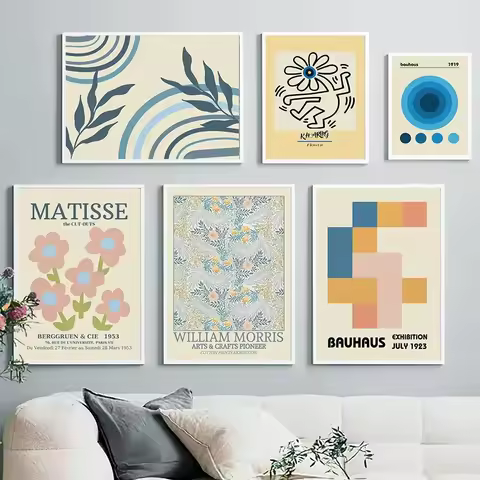 Abstract William Morris Picasso Matisse GeometricWall Art Poster Prints Nordic Abstract Oil Painting