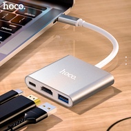 HOCOตัวแปลงแบบหลายพอร์ตType-C 3.1ถึงUSB 3.0 + HDMI + Type C 4K/2KตัวแปลงวิดีโอUSB Hubหน้าจอแบ่งปันสำ