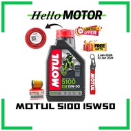 MOTUL 5100 15W50 4T 1L ENGINE OIL MINYAK HITAM