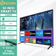 DecorX Digital TV Android 50 Inch Full HD 1080P LED Slim Flat Screen Projection Monitor Yotube Netflix Google Apps Smart TV With WiFi Thin Flat Smart Televisions Support For Wall-hanging