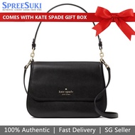 Kate Spade Handbag In Gift Box Crossbody Bag Staci Saffiano Leather Flap Shoulder Bag Black # K9324