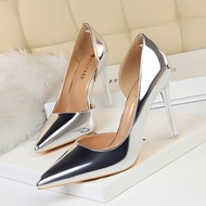 Large Size 34-43 European American Style High Heels Simple Stiletto Metal Heels High Heels Shallow M