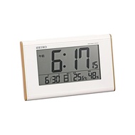 Seiko clock (Seiko Clock) alarm clock radio digital calendar temperature humidity display bright tea wood grain pattern SQ771B SEIKO white