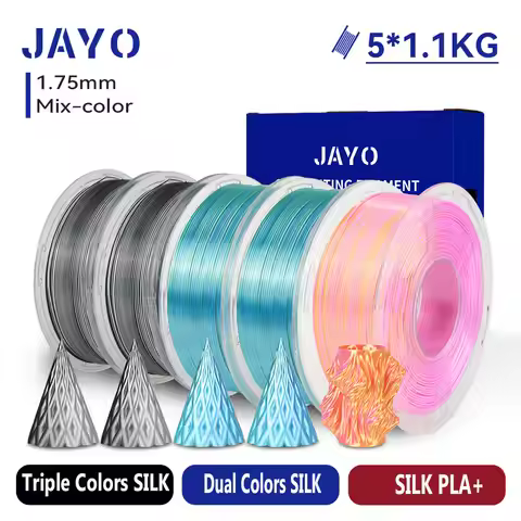 JAYO 3D Silk Pla Plus/ Dual/Triple Colors SILK 3D Printer Filament 1.75mm SILK Rabinbow 1.1kg/roll 3