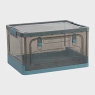 IDEA-多色雙開折疊透明收納箱-5入組 湖水綠-茶色面板