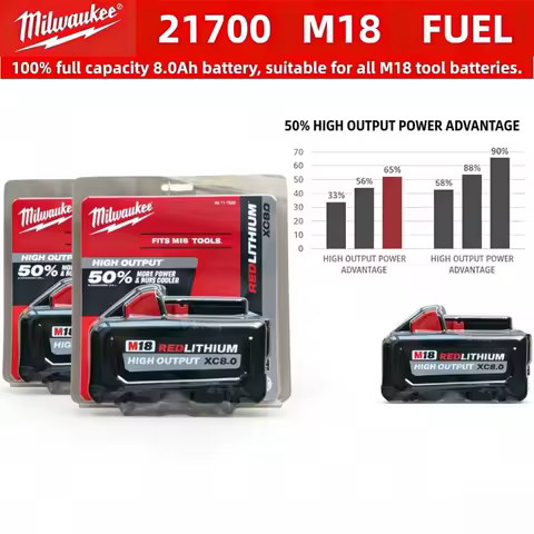 M18 Original Milwaukee XC 18V 8.0Ah, For Milwaukee Tool Rechargeable Battery 18V 48-11-2830 0730-20 