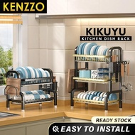 KENZZO : Stainless Steel Dish Rack Rak Dapur Kitchen Dish Drainer Storage Rack with Accessories / ki