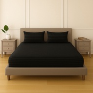 Cotton Stripe Fitted Bedsheet Soft Material Fitted Bedsheet Hotel Quality Single Queen King Bed Pill