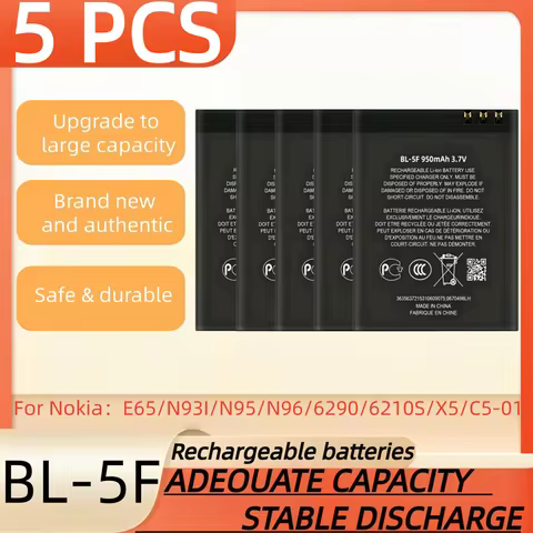 3.7V 950mAh BatteryBL-5F Rechargeable Batteries ForNokia E65/N93I/N95/N96/6290/6210S/X5/C5-01 phone 