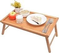 A Wooden Folding Laptop Table Breakfast Serving Bed Trays, Adjustable Foldable with Flip Top and Legs Computer desk stand Commemoration Day