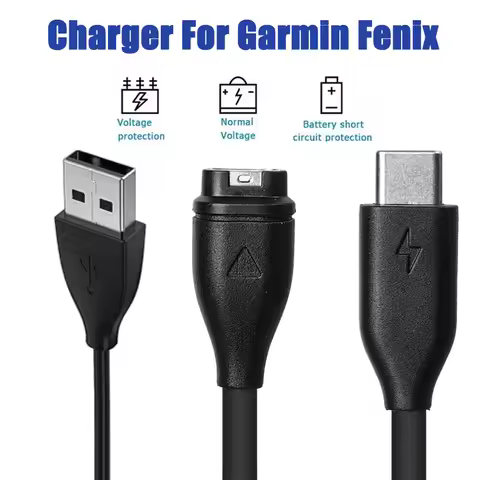 USB/USB-C Charger Smartwatch Charger For Garmin Fenix 5 5S 5X Plus 6 6S 6X Pro 7 7S 7X Charger Cable