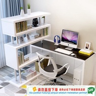 Get 7% coupon+ e Rotating Computer Desk Desktop Home Bedroom Desk Bookcase Integrated Corner Desk Bo