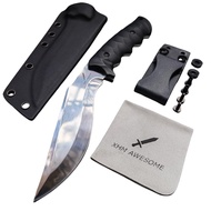 Fixed Blade Knife Kukri, Full Tang 9Cr18Mov Steel Machete, G10 Handle, Adjustable Kydex Sheath, for