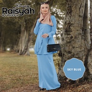 Byreefa Baju Kurung Moden Plain Kosong Murah Sedondon Ibu Anak Breastfeed wudhu friendly Raisyah Sky blue biru cair