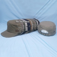 Embroidered leather baseball cap with buckle to increase size at the back of the head circumference 