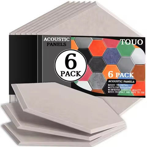 TOUO Acoustic Panels 6Pcs for Studio KTV Bar Living Room Home Sound Absorbing Wall Panel Noise Insul