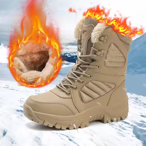Winter Men's Boots Large Size Plush Warm Snow Boots Outdoor Fashionable Combat Boots Army Boots Clas