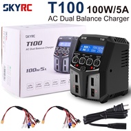 SKYRC T100 AC Lipo Battery Balance Charger Dual 5A 2X50W 2-4S Charger for NiMH / NiCd / LiPo / LiFe