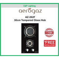 Aerogaz AZ-262F 30cm Tempered Glass Gas Stove Cooker Hob w/ 2 Burner