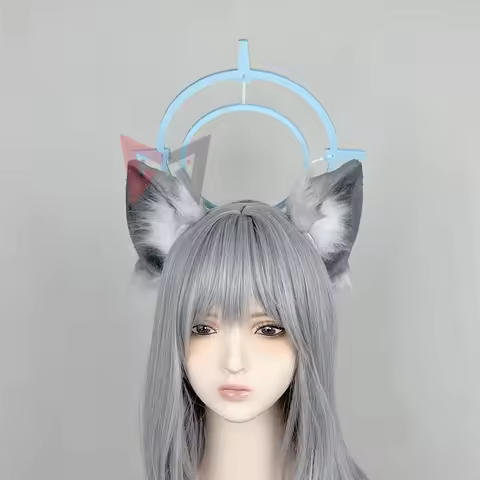 New Blue Archive Shiroko Sunaokami‌ Cosplay Cat Ears Hairhoop Hair Accessories Wig For Game Party To