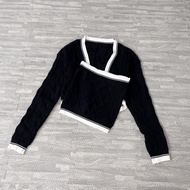 MODAMYTH H17 - 2 IN 1 SET CARDINGAN PLUS TANKTOP CROP RAJUT ATASAN WANITA KOREAN PRENIUM MOTIF