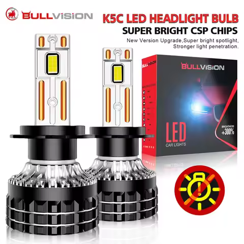 Bullvision K5C H7 H4 H11 Led Lamp 2 Copper Tube 6000K Lights For Car H1 H8 H9 H3 9012 HB3 9005 HB4 9