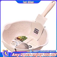 In stoick-Thickened Bottom Stone Frying Pan Multifunction Non-Stick Pans Deep Nougat Pot Big Mouth Wok Pan 20cm