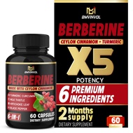 Berberine Supplement with Ceylon Cinnamon, Turmeric, Artichoke, Milk Thistle - Berberine HCl Supplem