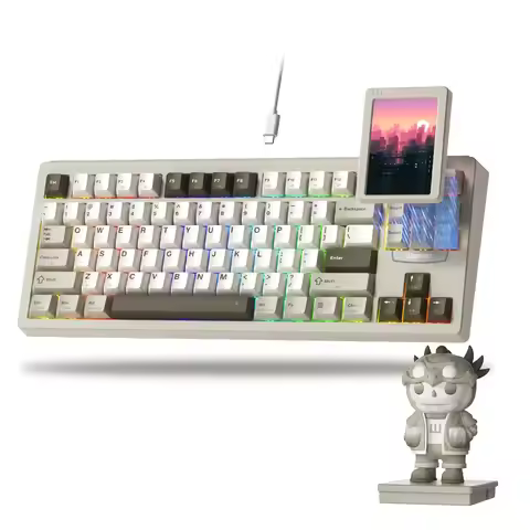 Womier DUO87 Mechanical Gaming Keyboard with Detachable Smart Touch Screen Display Wired Custom RGB 