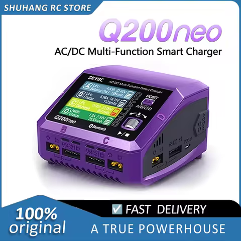 SkyRC Q200neo 4 Channel AC 200W DC 400W 10A*4 Multi-Function Smart Charger for 1-6S Lipo LiHV LiFe L
