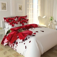 3pcs Duvet Cover Set, Rose Floral Printed Bedding Set, Soft Comfortable Duvet Cover, For Bedroom, Gu