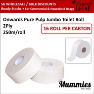 [Wholesale] Onwards Jumbo Toilet Roll Pure Pulp 2ply 250meters | Big Size Extra Large Roll | Commercial Shopping Centre