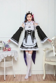 ชุดคอสเพลย์แม่บ้านสำหรับผู้หญิงไซส์ใหญ่ แบบญี่ปุ่น รุ่น Ram Rem Lamm Lamem ไซส์ S-3XL จาก Scratch
