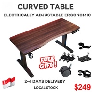 Electric Height Adjustable Table Ergonomic Office Table Curve Table 140Cm Standing Desk