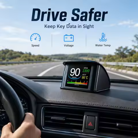 AD P10 OBD2 Smart Meter Digital HUD Head Up Display For Car Speedometer Temperature RPM Mileage Guag