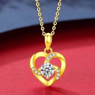 [HKJUS] 24K สร้อยคอเพชรรูปหัวใจทองแท้แฟชั่นใหม่จี้ AU999เครื่องประดับทองคำสร้อยคอทองแท้ตราประทับโละ 