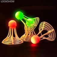 LOOKSHOW 1Pc Night Luminous Windproof Badminton Ball With LED Light Outdoor Nylon Plastic Ball For B
