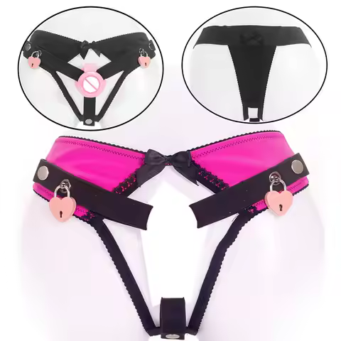 Size L with Lock Sissy Training Lockable THONG Chastity Panties Anti-Falling Harness for Male Chasti