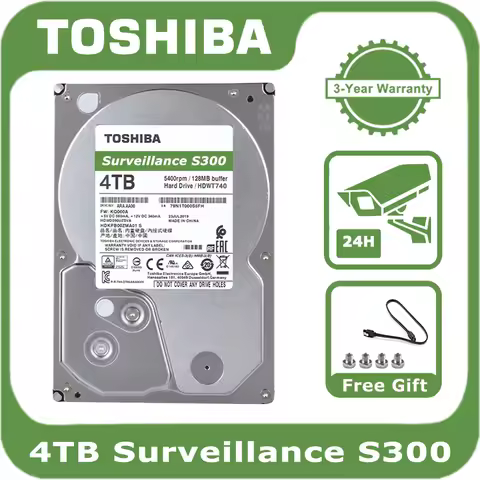 Toshiba 4TB HDWT740 Surveillance S300 3.5" Internal Hard Disk Drive 5400RPM 128M Buffer HDD For Vide