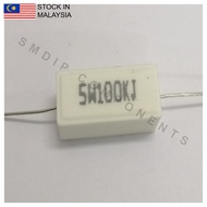 2 PCS 100K ±5% 5W, Axial Lead Through Hole Wirewound Cement Resistor (5W100KJ)