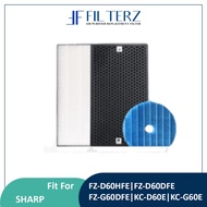 Filterz fit Sharp FZ-D60HFE FZ-D60DFE FZ-G60DFE KC-D60E KC-G60E Replacement HEPA Deodorizing & Humid