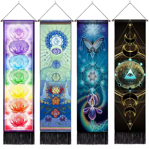 Seven Chakra Tapestry ,Hippie Mandala Chakras Wall Hanging ,Sacred Geometry Tapestries for Spiritual