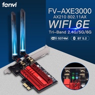 Fenvi Wi-Fi 6E 802.11AX Wireless PCIe WiFi Adapter 3000Mbps 2.4G/5G/6Ghz AX210NGW For Desktop PC Intel AX210 Card Bluetooth 5.2
