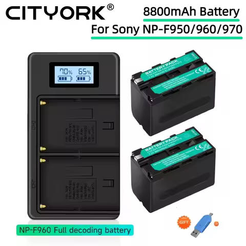 8800mAh NP-F960 NP-F980 NP-F970 Battery NP F960 F970 F980 Battery with Charger for Sony F990 F750 F5