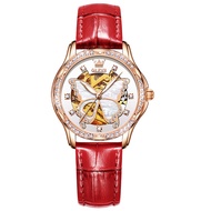 OLEVS 6622 Mechanical Women Fashion Watch Gift Ceramic Watchband Round-dial Wristwatch