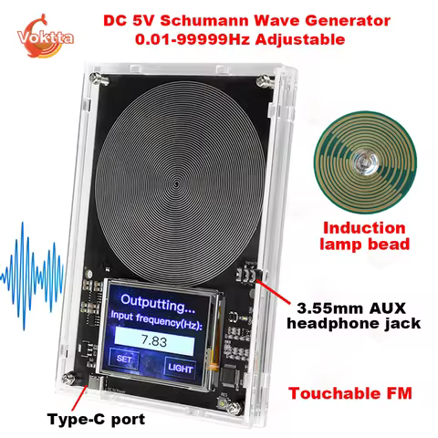 DC 5V Schumann Wave Generator 0.01-99999Hz Adjustable Frequency Sine Wave Signal Generator Type C To