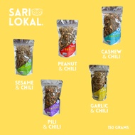 Dilis Delight (150grams)- Flavored Crispy Fried Dilis Snack in Sesame, Peanut, Cashew, Garlic, Pili