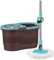 Spin Mop Bucket with Wringer, 360 Spin Dry Basket with 2 Replacements Microfiber Mopds and Stainless Steel Adjustable Handle for Home Floor Decoration