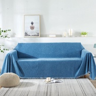 Luxury Plain Chenille Fabric Sofa Cover with Tassel Throw Blanket Multi-Purpose Blanket Sofa Decorat